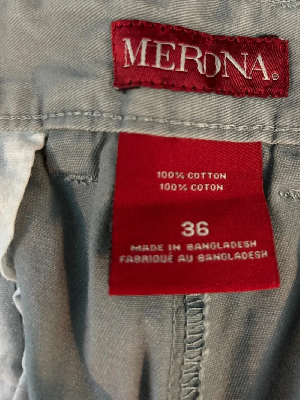 MERONA MEN'S COTTON SHORTS GRAY SIZE 36 10